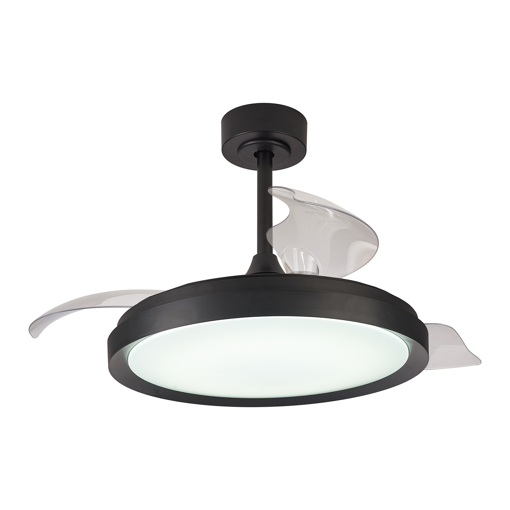 M8828  Mistral 50W LED Dimmable Ceiling Light With Built-In 28W DC Fan, 2700-5000K Remote Control, Black